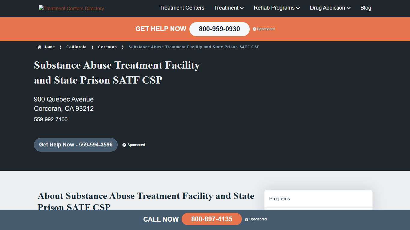 Substance Abuse Treatment Facility and State Prison SATF CSP | Corcoran, CA
