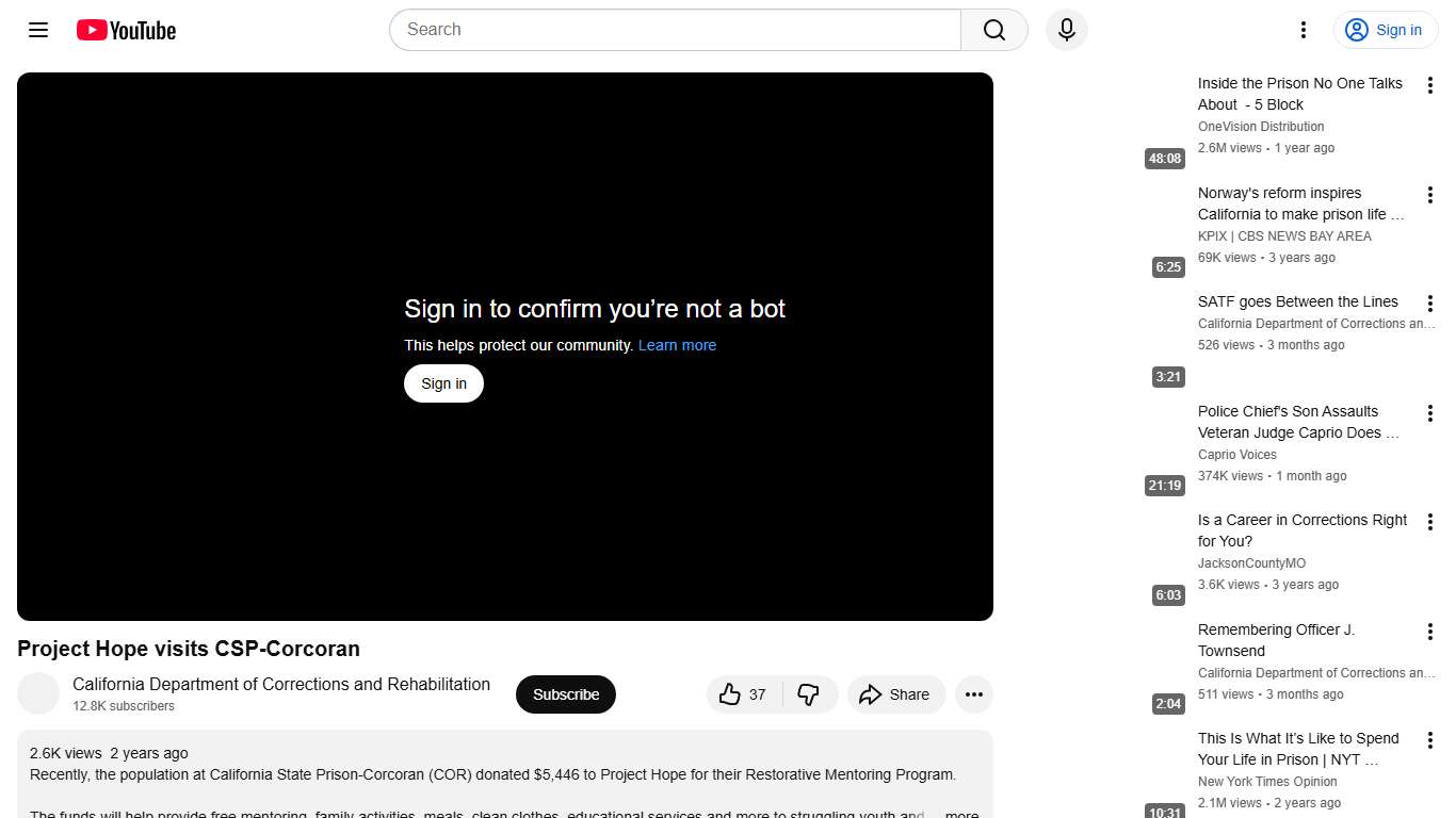 Project Hope visits CSP-Corcoran - YouTube