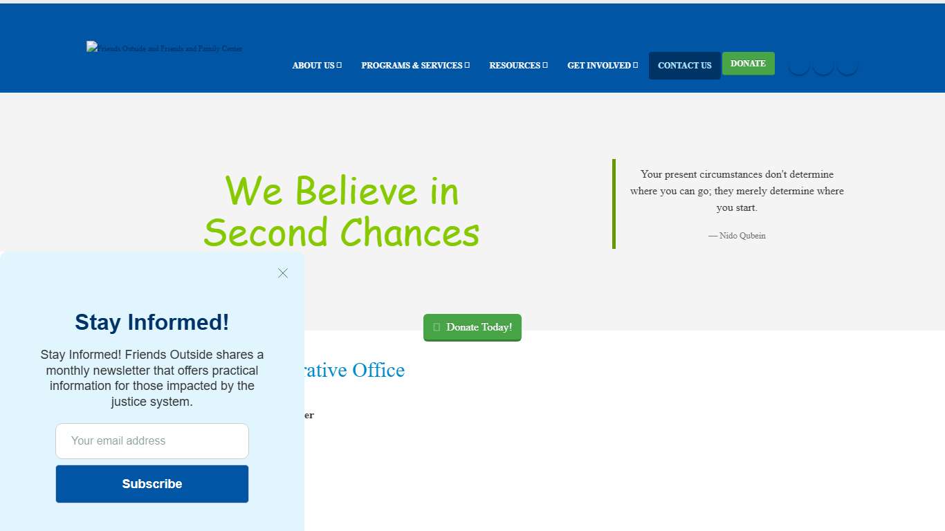 Friends Outside and Friends and Family Center > Contact Us